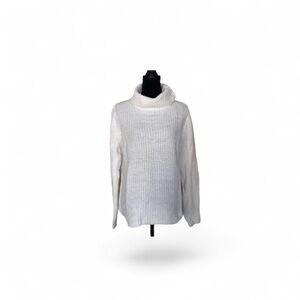 Danier classic alpaca wool cream white knit alps convertible neck sweater small